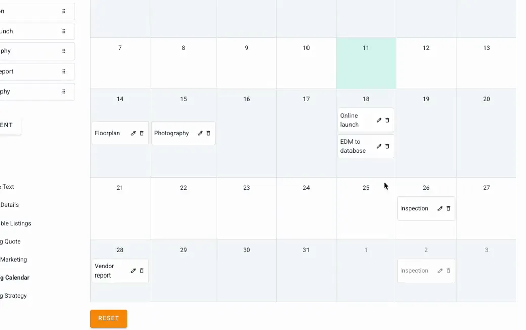 Marketing calendar in Aro